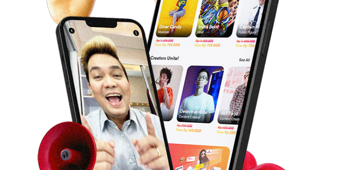 Tampilan video shoutout dan video call di aplikasi BintanGO