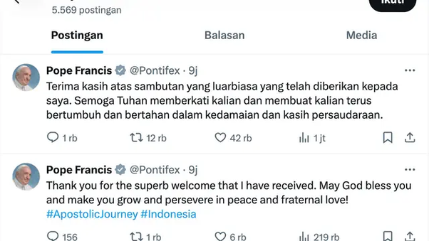 Paus Fransiskus Berkunjung ke Indonesia.